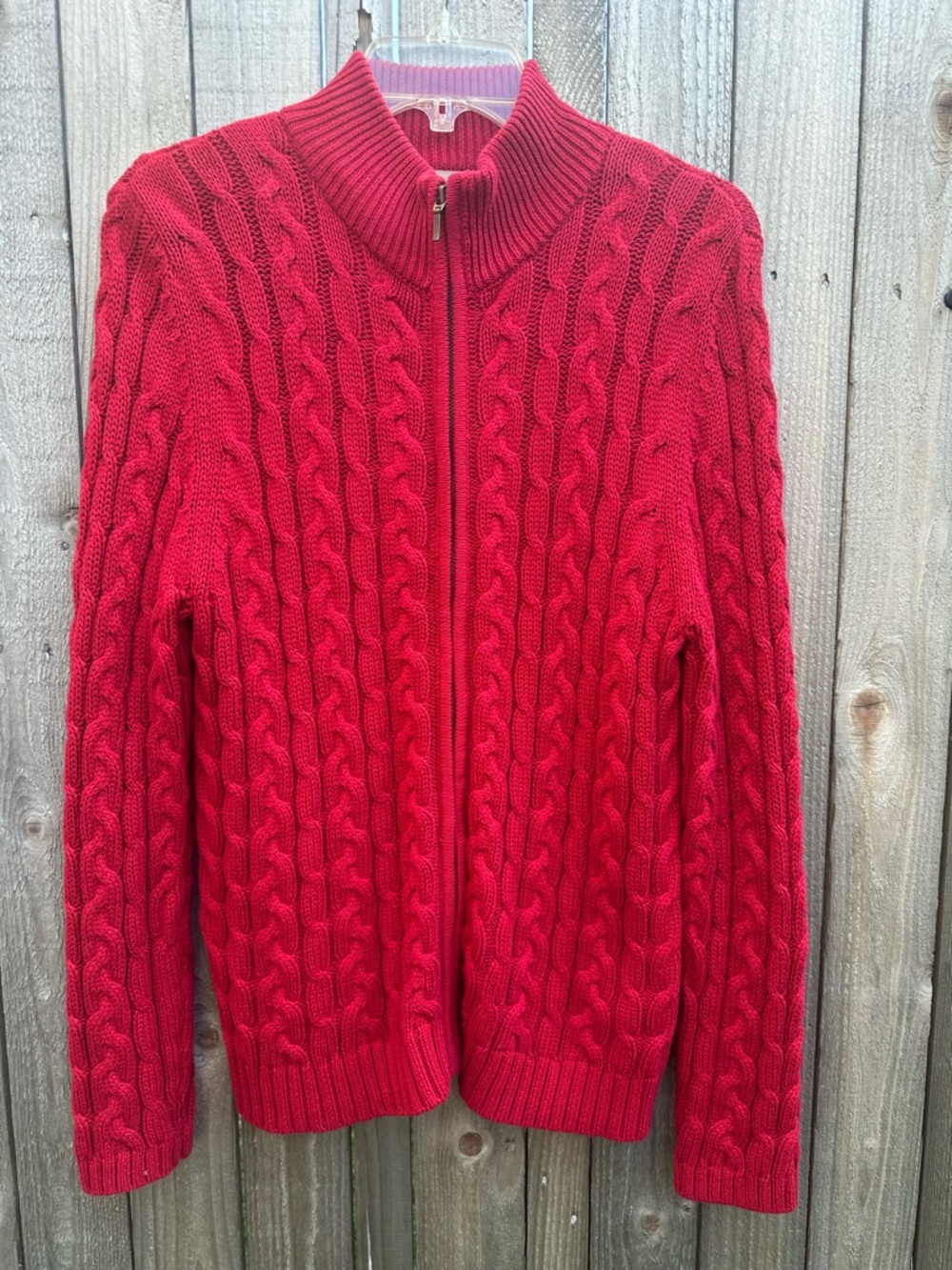 croft & barrow Red Cable-Knit Zip-Up Sweater